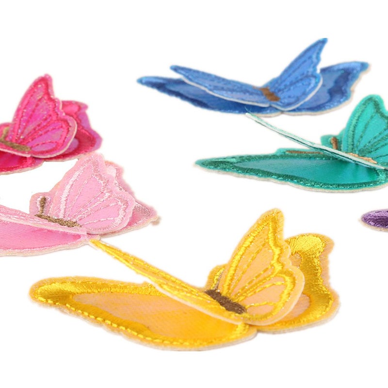 Zhiheng Assorted Colors 12pcs 3D Butterfly Iron On Patches Sew On Embroidered Appliques DIY Motif for Clothing Decoration - Image 2